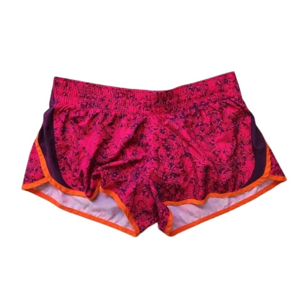 Nike Dri-FIT Running Shorts Orange Pink Brief Lined Drawstring Womens L GUC